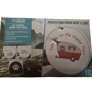 Venture Forward 27” Spare Tire Cover with Paw Print (grey with black paw) Design